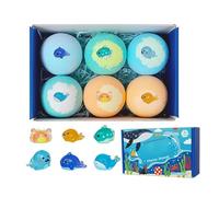Bath Toy Balls - 6 Piece Fizzy Cleanser Set With Hidden Animal Figures, Colorful Bubble Bath Collection | Versatile Bathing Accessories For Tub Use, Home Spa Care, Travel Hotel Relaxation
