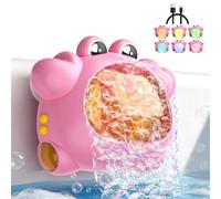 Bath Toy for 1 2 Year Old Girls Gifts, Rechargeable Bubble Machine with LED Lights, Automatic Bubble Maker with 12 Songs, Shower Bathtub Toys, Birthday Presents for Baby Kids Toddlers - Pink