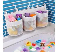 Bath Toy Organizer, Large Capacity Quick-Fetch Way Mesh Bath Toy Holder Space-Saving Wall-Mounted Quick Dry Bathtub Toy Holder for Easy Access and Sorting of Toys