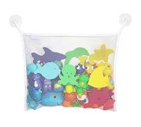 Bath Toy Organizer Mesh Storage Hanging Bag + 2 Hooked Suction Cups White StylishUseful