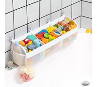 Bath Toy Organizer with 3 Compartment Horizontal Large Openings, Upgraded Capacity BathToy Storage and Holder, Easy Access Bathtub Toy Organizer (White)