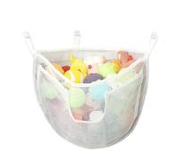 Bath Toy Storage - 14.17 Inches Mesh Bin for Bathroom Organization, Kitchen Closet with Quick Dry Design, Toy Holder for Kids Dorm, Home, White Cotton, Easy Carry, Portable Use