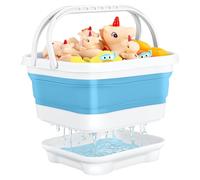 Bath Toy Storage Foldable Bath Toy Holder Basket Shower Caddy Bathroom Organizers with Removable Base Bathtub Toy Storage Tub Accessories, Blue