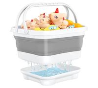 Bath Toy Storage Foldable Bath Toy Holder Basket Shower Caddy Bathroom Organizers with Removable Base Bathtub Toy Storage Tub Accessories, Grey