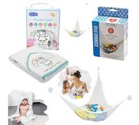 Bath Toy Storage Hammock with Suction Cups & Peppa Pig Baby Hooded Towel ,Quick Dry Nylon Mesh Toy Organizer & Soft Cotton Towel for Toddlers, Perfect for Bath, Travel, & Beach