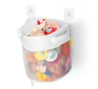 Bath Toy Storage Net, 5.87 L Shower Caddy, Bottom Zipper Bathtub Toy Holder Organiser Bag Basket Baby Shower Games Bath Tub Quick Dry Baby Toys Bathroom Storage Accessory White (S)