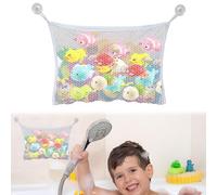 Bath Toy Storage Organiser,1PCS Bath Net for Toys,Fold-Able Bath Toy Storage Net,Bath Toy Net,Bath Toy Holder,Bath Toy Tidy with 2 Suction Cups for Mesh Bath,Keep Bathtub Water Mold Free,Transparent