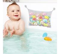 Bath Toy Storage Organiser,1PCS Bath Net for Toys,Fold-Able Bath Toy Storage Net,Bath Toy Net,Bath Toy Holder,Bath Toy Tidy with 2 Suction Cups for Mesh Bath,Keep Bathtub Water Mold Free,Transparent