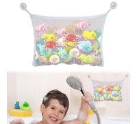 Bath Toy Storage Organiser,1PCS Bath Net for Toys,Fold-Able Bath Toy Storage Net,Bath Toy Net,Bath Toy Holder,Bath Toy Tidy with 2 Suction Cups for Mesh Bath,Keep Bathtub Water Mold Free,Transparent