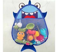 Bath Toy Storage Organiser Bath Net for Toys Baby Fold-Able Mesh Storage with 2 Suction Cups Wall Hanging Bathroom Quick Dry Net Care Shower Bag (Shark)