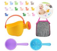 Bath Toys for Toddlers, 5 Pack Water Toys with Toy Storage Bag, Soft Mold Free Water Toys, Mini Watering Can, 16 Mini Light up Ducks, Water Play Toys for Pool, Beach, Garden