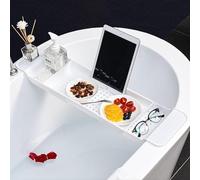 Bath Tray, Bath Trays For Across The Bath, Adjustable Bath Tub Organizer, Over The Tub Storage Tray, Bathtub Tray, White/Black Bath Caddy Bath Rack For Wine, Cup, Soap Dish