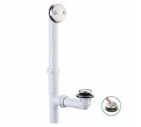 Bath Tub Drain Kit 1-1/2" Tubular with Tip-Toe Bathtub Drain Stopper, Welsan Touch-Toe Bath Plug Waste and Overflow, PVC Pipe Free Standing(Brushed Nickel)