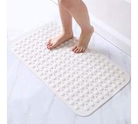 Bath Tub Mat Not-slip Shower Mat Thick With Suction Cups Machine Washable Square Rectangle Bathroom Mats With Drain Holes-white 40x80cm(16x31inch)