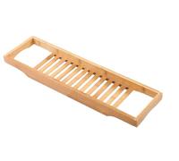 Bath Tub Rack Premium 100% Natural Bamboo Bathroom Slim Caddy Bridge organizer Wooden tray Shelf Holder Relax days Perfect Book Wine Glass Phone Spa Natural White & Grey Rack (Natural)