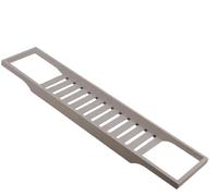 Bath Tub Rack Premium 100% Natural Bamboo Bathroom Slim Caddy Bridge organizer Wooden tray Shelf Holder Relax days Perfect Book Wine Glass Phone Spa Natural White & Grey Rack (Grey)