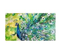 Bath Tub Shower Mat Non-Slip Peacock With Feather Bathtub Mats with Suction Cups and Drain Holes Bathroom Soft Showermat 15.7"x27.9"