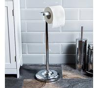BATH VIDA Floor Standing Toilet Roll Holder, Chrome Finish Stainless Steel