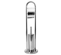 Bath Vida Toilet Brush And Paper Holder Round Base Stainless Steel Bathroom Stand