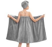 Bath Wrap Towels for Women - Adjustable Spa Shower Wrap with Super Absorbent Microfiber, Quick-Dry Body & Hair Towel Set for Home, Hotel, Beach, Pool, Gym, Travel - Grey