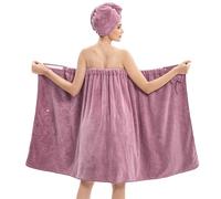 Bath Wrap Towels for Women - Adjustable Spa Shower Wrap with Super Absorbent Microfiber, Quick-Dry Body & Hair Towel Set for Home, Hotel, Beach, Pool, Gym, Travel - Purple