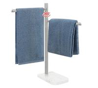 BathAce Hand Towel Holder, F-Shape Hand Towel Stand with Marble Base, Stainless Steel Swivel Hand Towel Rack Standing Towel Bar for Bathroom Kitchen Countertop, 2 Arms (Brushed Nickel)