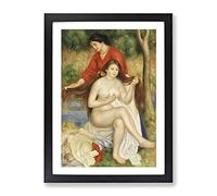 Bather And Maid By Pierre Auguste Renoir Classic Painting Framed Print | A4 Black Framed Wall Art | Ready to Hang | Classic Historical Picture | Living Room Bedroom Lounge Office