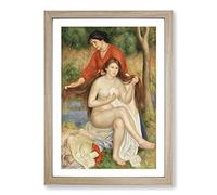Bather and Maid by Pierre-Auguste Renoir Framed Print | A2 Oak Framed Wall Art | Ready to Hang | Modern Nature Picture | Living Room Bedroom Lounge Office