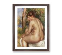 Bather In Three Quarter View By Pierre Auguste Renoir Classic Painting Framed Wall Art Print, Ready to Hang Picture for Living Room Bedroom Home Office Décor, Walnut A4 (34 x 25 cm)