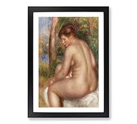 Bather in Three-Quarter View by Pierre-Auguste Renoir Framed Print | A2 Black Framed Wall Art | Ready to Hang | Modern Nature Picture | Living Room Bedroom Lounge Office