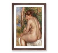 Bather in Three-Quarter View by Pierre-Auguste Renoir Framed Print | A2 Walnut Framed Wall Art | Ready to Hang | Modern Nature Picture | Living Room Bedroom Lounge Office