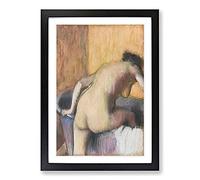 Bather Stepping Into A Tub by Edgar Degas Framed Print | A2 Black Framed Wall Art | Ready to Hang | Modern Nature Picture | Living Room Bedroom Lounge Office