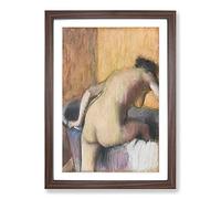 Bather Stepping Into A Tub by Edgar Degas Framed Print | A2 Walnut Framed Wall Art | Ready to Hang | Modern Nature Picture | Living Room Bedroom Lounge Office