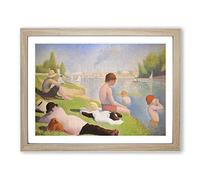 Bathers By Georges Seurat Classic Painting Framed Wall Art Print, Ready to Hang Picture for Living Room Bedroom Home Office Décor, Oak A3 (46 x 34 cm)