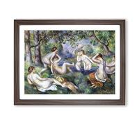 Bathers In The Forest By Pierre Auguste Renoir Classic Painting Framed Wall Art Print, Ready to Hang Picture for Living Room Bedroom Home Office Décor, Walnut A4 (34 x 25 cm)