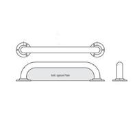 Bathex Grab Rail S/S 35 x 600mm - RAL 1023 Yellow Ribbed