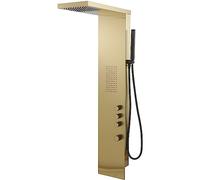 Bathfinesse Gold Shower Tower Bathroom Shower Panel System with Body Jet Massage High Pressure Large Area Shower Fixtures Rainfall Hand Shower, Brushed Gold