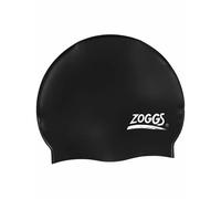 Zoggs Adult Silicone Swimming Cap with Embossed Non-Slip Inner Surface, Black, One Size
