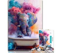 Bathing Elephant 1000 Pieces Jigsaw Puzzle For Adults Teens,Challenging Game Toys Every Piece Is Unique - Challenging Family Fun Game (38x26cm)