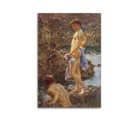 Bathing Group by Henry Scott Tuke Impressionist Canvas Art Poster Canvas Wall Art Scroll Picture Print Living Room Walls Decor Homes 08x12inch(20x30cm)