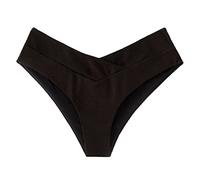 Bathing Pants Women's V Cut High Waisted Swim Bottom Hipster Ribbed High Cut Bikini Swimsuit Bottom Swimming Trunks Short Length Swim Briefs Black