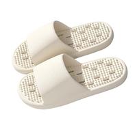 Bathing sandals, women's non-slip, women's bathing slippers, summer slippers, cuddly silent house slides, quick drying shower shoes, plain love couple slippers, soft soles slippers, White, 8 UK