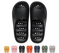 Bathing Shoes Women's Non-Slip Bath Slippers with Water Drain Non-Slip Soft Soles Slippers Cloud Slippers Comfortable Breathable Bath Slippers Massage Foot Massage Shower Shoes, black, 8 UK