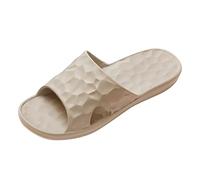 Bathing Slippers Men Women Bathing Shoes Fashion All Seasons Men's Slippers Flat Bottom Home Bathroom Non-Slip Open Toe Slip Beach Shoes Women's Slides, khaki, 9 UK