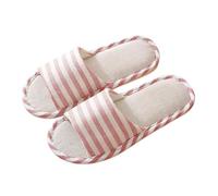Bathing Slippers Women's 40, House Slippers Fabric Women's Summer Soft Checked Bath Slippers for Couples Quick Drying Slippers Soft Soles Slippers Cotton Bath Sandals Linen Slippers, red, 8 UK