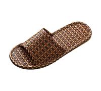 Bathing Slippers Women's Bathing Shoes Slippers Mules Bath Slippers Spring Summer Slippers Female Rattan Grass Woven Indoor Couples Soft Sole Floor Linen Slippers, black, 12 UK