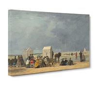 Bathing Time At Deauville By Eugene Boudin Canvas Print for Living Room Bedroom Home Office Décor, Wall Art Picture Ready to Hang, 30 x 20 Inch (76 x 50 cm)