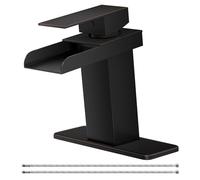 BATHLAVISH Oil Rubbed Bronze Bathroom Faucet for Sink 1 Hole Antique Waterfall Oiled Single Handle Vanity Basin Commercial Deck Mount Lavatory with Supply Line