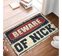 Bathmat Beware Of Nick, Mens Bathroom Cool Wall Decor