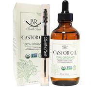 Bathrest Organic Castor Oil 100% Pure Natural Hair Oil for Hair Growth, Castor oil for Skin Lashes Nails Face Eyelash Eyebrows, Cold Pressed Hexane Free Unrefined USDA Certified 4OZ